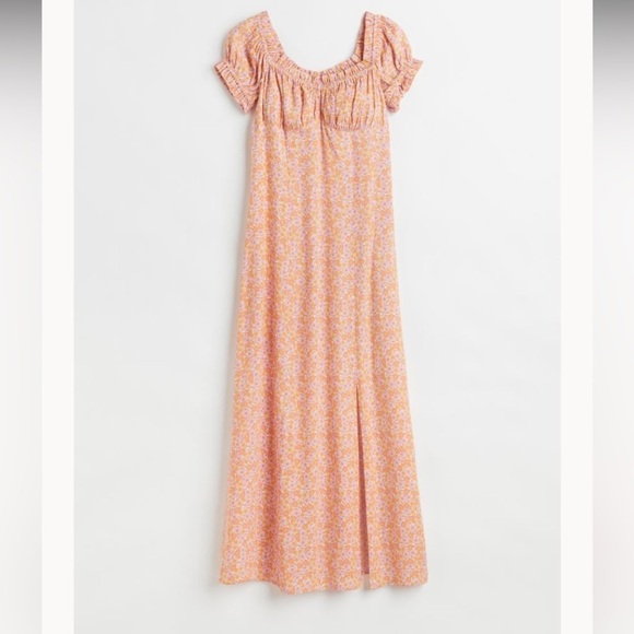 Women’s H&M floral romantic cottage Puff-sleeved midi dress size medium NWT - Picture 4 of 14